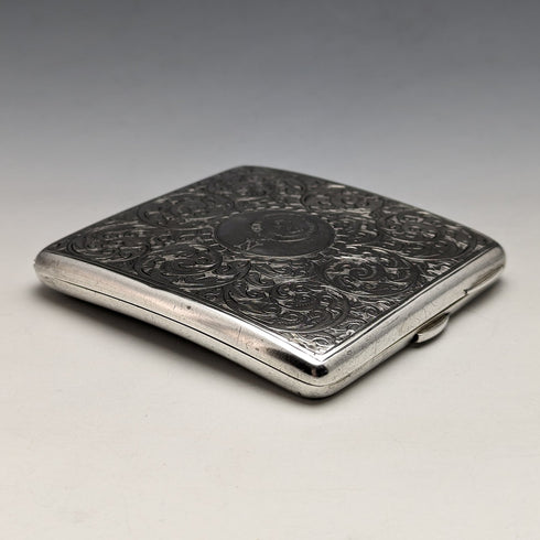 1898年 英国アンティーク 純銀製シガレットケース 96g George Unite